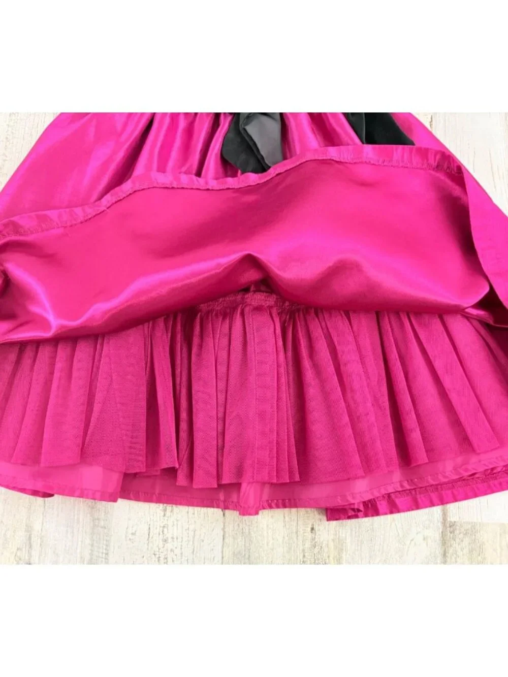 Gymboree Pink Party Dress Black Velvet Bow Sz 7 EUC